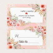 Wedstrijktabel nummer Escort Elegant roze bloemen Kaart (Buitenkant ongevouwen)