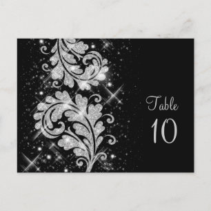 Wedstrijktafel Floral Glitter Swirl Silver Briefkaart