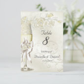 Wedstrijktafel Gold Cream Pearl Floral Rozen Kaart (Staand voorkant)