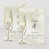 Wedstrijktafel Gold Cream Pearl Floral Rozen Kaart (Voorkant / Achterkant)