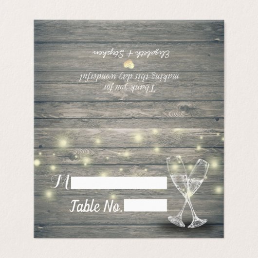 Wedstrijktafel met nummer Escort Champagne Glasses Kaart (Buitenkant ongevouwen)