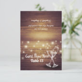 Wedstrijktafel met nummer Escort Champagne Glasses Kaart (Staand voorkant)