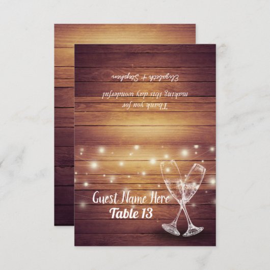 Wedstrijktafel met nummer Escort Champagne Glasses Kaart