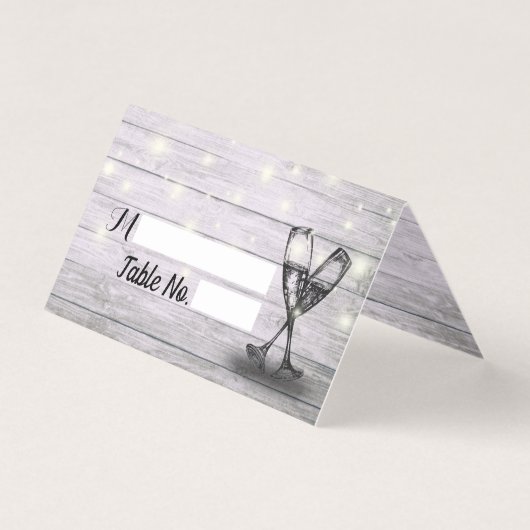 Wedstrijktafel met nummer Escort Champagne Glasses Kaart (Voorkant)