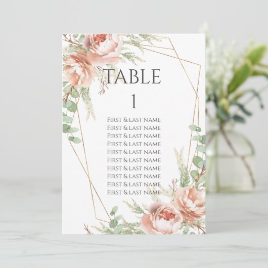 Wedstrijktafel-nummer Blush Rozen (Staand voorkant)