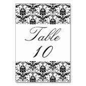Wedstrijktafel nummer Elegant Black White Damask Kaart (Achterkant)
