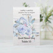 Wedstrijktafel-nummer Escort Boho Flower White Woo Kaart (Staand voorkant)