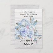 Wedstrijktafel-nummer Escort Boho Flower White Woo Kaart (Voorkant / Achterkant)