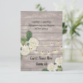 Wedstrijktafel-nummer Escort Hydrangea Rustic Wood Kaart (Staand voorkant)