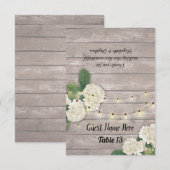 Wedstrijktafel-nummer Escort Hydrangea Rustic Wood Kaart (Voorkant / Achterkant)