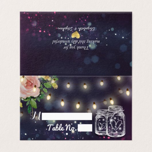 Wedstrijktafel nummer Escort Mason Jar Paars Light Kaart (Buitenkant ongevouwen)