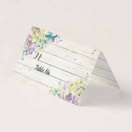 Wedstrijktafel-nummer Escort Succulents Rustic Woo Kaart