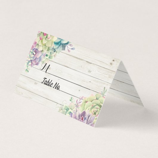 Wedstrijktafel-nummer Escort Succulents Rustic Woo Kaart (Voorkant)