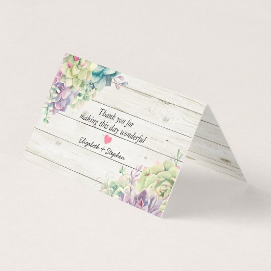 Wedstrijktafel-nummer Escort Succulents Rustic Woo Kaart (Achterkant)