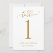 Wedstrijktafel-nummer Fun Gold Calligraphy Kaart (Voorkant)