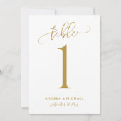 Wedstrijktafel-nummer Fun Gold Calligraphy Kaart (Achterkant)