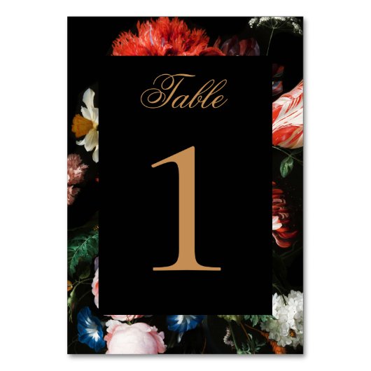 Wedstrijktafel nummer Kaart donkerzwarte rode Flor (Voorkant)