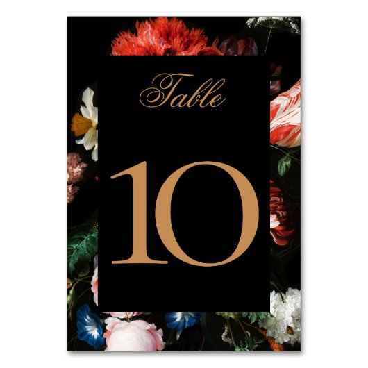 Wedstrijktafel nummer Kaart zwart rood Floral 2 DI (Voorkant)