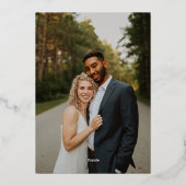 Wedstrijktafel nummer Modern minimalistische foto Folie Uitnodiging (Achterkant)