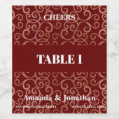 Wedstrijktafel-nummer Rood barokjesetiket voor ont Wijn Etiket (Enkel label)