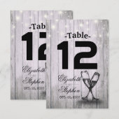 Wedstrijktafel nummer zitplaats champagne Glass Kaart (Voorkant / Achterkant)