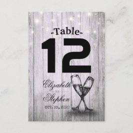 Wedstrijktafel nummer zitplaats champagne Glass Kaart