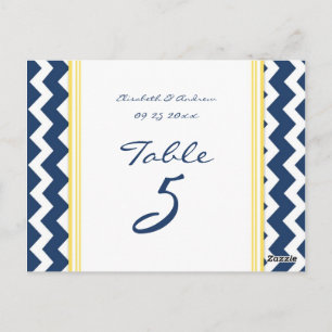 Wedstrijktafel-nummerkaarten Lemon Blue Chevron Briefkaart