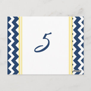 Wedstrijktafel-nummerkaarten Lemon Blue Chevron Briefkaart