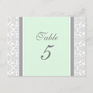 Wedstrijktafel-nummerkaarten Mint Grey Damask Briefkaart
