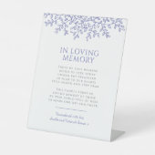 Weduwblauw-bladmonogram liefhebbend geheugen reclamebord met voetstuk (Voorkant)