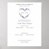 Weduwcertificaat Paarse Waterverf Floral Heart Poster (Voorkant)