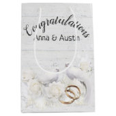 Weduwen en ringen op wit hout medium cadeauzakje (Voorkant)