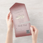Weduwen Moderne Burgundy QR-code All In One Uitnodiging (Afscheurbaar)