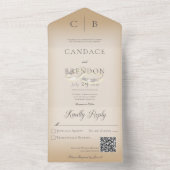 Weduwen Moderne Tan QR-code All In One Uitnodiging (Binnen)
