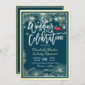 Weduwengevel Blauwe goudlampjes Kaart (Voorkant / Achterkant)