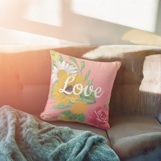 Weduwenlade Chic Roos Flowers Pink Gold Glitter Kussen