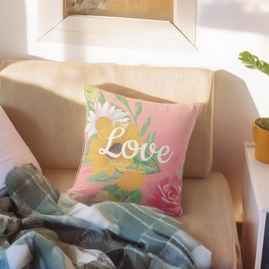 Weduwenlade Chic Roos Flowers Pink Gold Glitter Kussen