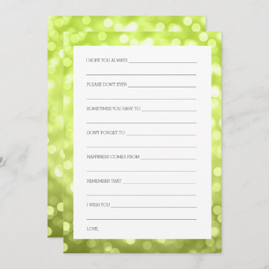 Weduwenschotel wenst Chartreuse Glitter Lights Kaart (Voorkant / Achterkant)