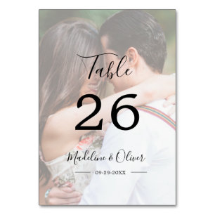 Weduwfoto Elegant modern Script Table Number Kaart