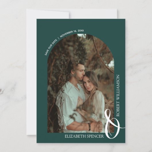 Weduwfoto Emerald Green QR-code Save The Date (Voorkant)