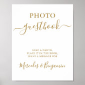 Weduwfoto gastest Elegant Gold Calligraphy Sign Poster (Voorkant)