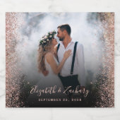 Weduwfoto Roos Gold Glitter Dark Sparkling Wijnetiket (Enkel label)