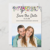 Weduwfoto Waterverf Wildbloemen Cream White Save The Date (Voorkant)