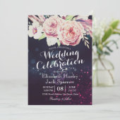 Weduwingshower Boho Floral Feather en Paarse licht Kaart (Staand voorkant)