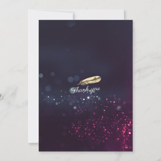 Weduwingshower Boho Floral Feather en Paarse licht Kaart (Achterkant)