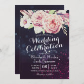 Weduwingshower Boho Floral Feather en Paarse licht Kaart (Voorkant / Achterkant)