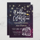 Weduwingshower Chic Mason Jar Paarse String Lights Kaart (Voorkant / Achterkant)