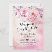 Weduwingshower Chic Waterverf Boho Floral Feather Kaart (Voorkant)