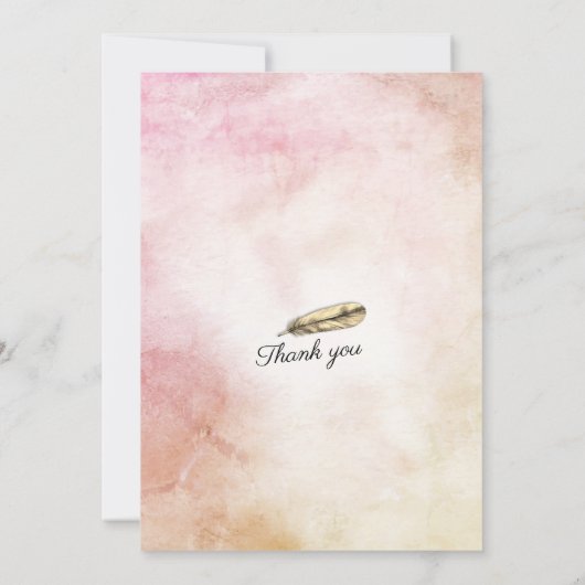 Weduwingshower Chic Waterverf Boho Floral Feather Kaart (Achterkant)