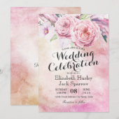 Weduwingshower Chic Waterverf Boho Floral Feather Kaart (Voorkant / Achterkant)